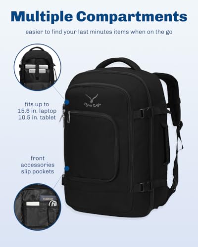 Hynes Eagle Travel Backpack 40L Flight Approved Carry on Backpack Men Large Cabin Weekender Laptop Backpack Women 15.6 inches - color: Black 23