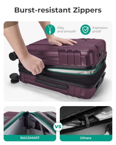 BAGSMART Expandable Carry On Luggage 22x14x9 Airline Approved, Cherry Red - color: Cherry Red, size: Expandable Carry On 20 Inch