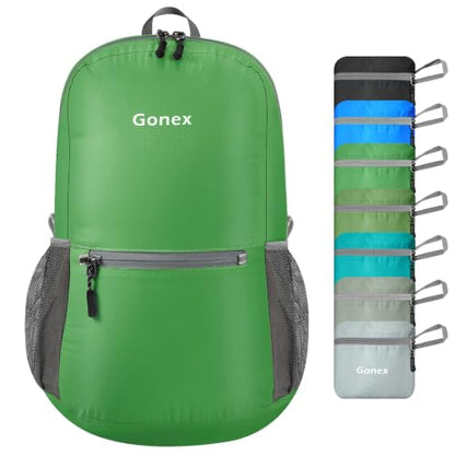 Gonex Packable Daypack Backpack 20L Lightweight Foldable Travel Bag - color: Grass Green