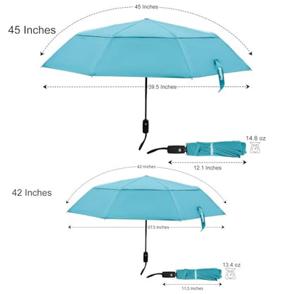 TradMall Travel Umbrella 42/45 Inches Double Vented Canopy - color: Sky Blue, size: 45 Inches