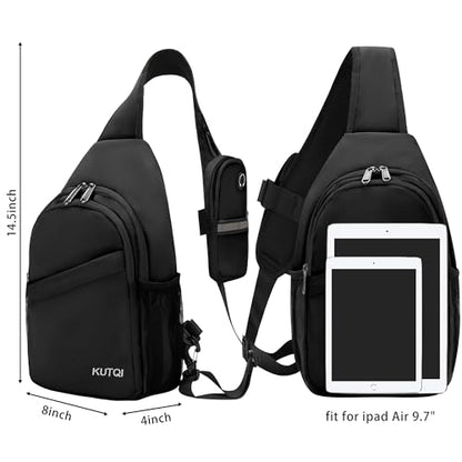 Crossbody Sling Bag for Women Men Multipurpose Sling Backpack Travel Essentials Hiking Shoulder Bag Daypack - color: D1-black