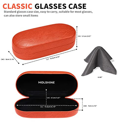 molshine Hard Shell Sunglasses Case, Classic Large Glasses Case for Women Men, Sunglass Eyeglasses - color: Orange