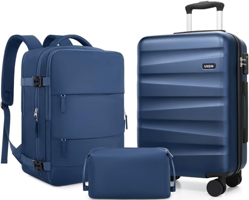 UKEIN Luggage Set with Backpack,Hardshell Carry On Luggage Airline Approved - color: Blue