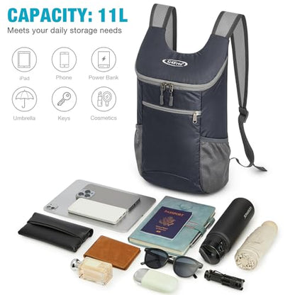 G4Free 10L Lightweight Packable Hiking Backpack, Nylon Daypack Daily Travel - color: Grey, size: Small