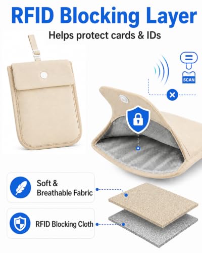 RFID-Blocking Travel Bra Wallet, Hidden Money Pouch with Elastic Strap - color: Nude, size: Credit Card Size