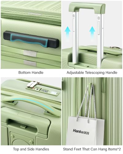 Hanke Top Opening 28" Large Luggage Expandable Hard Shell Bamboo Green - color: Bamboo Green, size: 28 Inch EXT