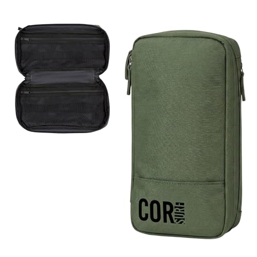 COR Surf Compact Hanging Toiletry Bag, Dopp Kit, 4 Compartments, Dark Green - color: Dark Green