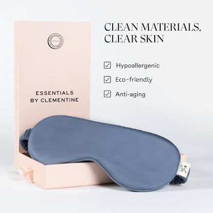 Mulberry Silk Sleep Mask by Clementine, Blue Silver Ion Blackout Eye Mask - color: Blue Lagoon