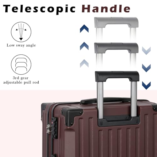 Eeeza Luggage Sets 5 Piece,Lightweight Durable Hardshell,20/24/28 Inch - color: Burgundy
