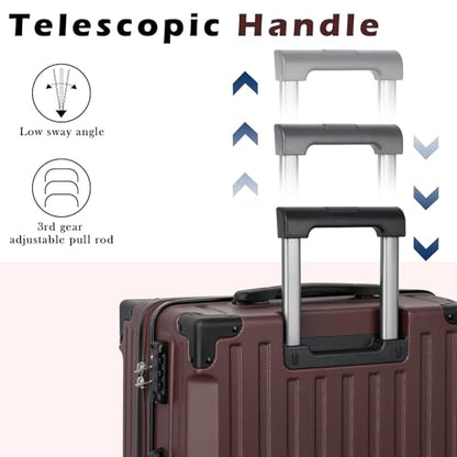 Eeeza Luggage Sets 5 Piece,Lightweight Durable Hardshell,20/24/28 Inch - color: Burgundy