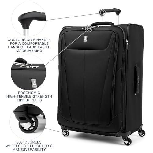 Travelpro Maxlite 5 Softside Checked Luggage Spinner, Black, 29-Inch - color: Black, size: Checked-Large 29-Inch