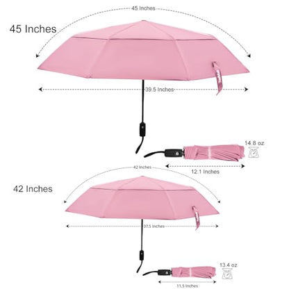 TradMall Travel Umbrella 42/45 Inches Double Vented Canopy - color: Pink, size: 42 Inches