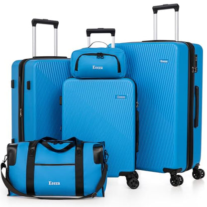 5 Piece Hardshell Luggage Set TSA Lock Spinner Wheels IceBlue - color: IceBlue, size: 5 piece