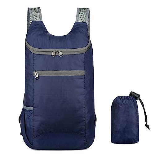 Hiking Daypack Ultralightweight Packable Backpack Splashproof Foldable Pack Travel Daypack for Outdoor Camping Climbing, Navy Blue