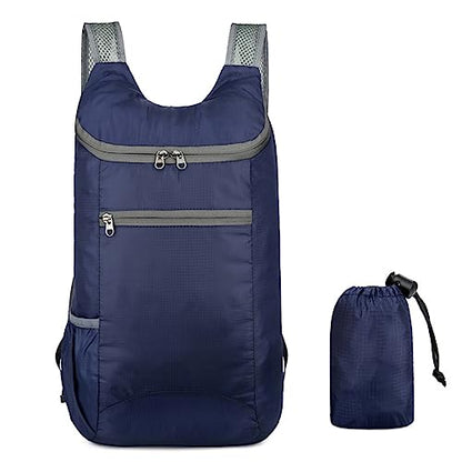 Hiking Daypack Ultralightweight Packable Backpack Splashproof Foldable Pack Travel Daypack for Outdoor Camping Climbing, Navy Blue
