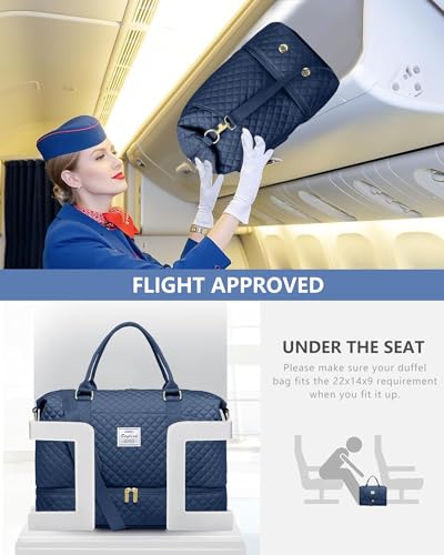 Travel Weekender Duffle Bag for Women: Overnight Bags with Shoe Compartment - color: 3-Blue, size: Large