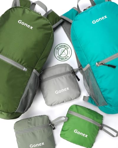 Gonex Packable Daypack Backpack 20L Lightweight Foldable Travel Bag - color: Grass Green
