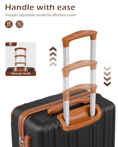 Coolife Luggage, Lightweight and Durable Hardshell, 24 in, apricot black - color: apricot black, size: M(24in)