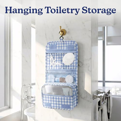 Vandel Compression Packing Cubes for Women, Set with Hanging Toiletry Bag - color: 1. Blue Gingham, size: Deluxe Set (4 Cubes + Toiletry & Laundry Bags)