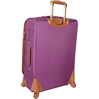 Steve Madden Designer Luggage Collection - Expandable 24 Inch Softside Bag - Durable Mid-sized Lightweight Checked Suitcase with 4-Rolling Spinner Wheels, Purple, 3 light 24" - color: Purple