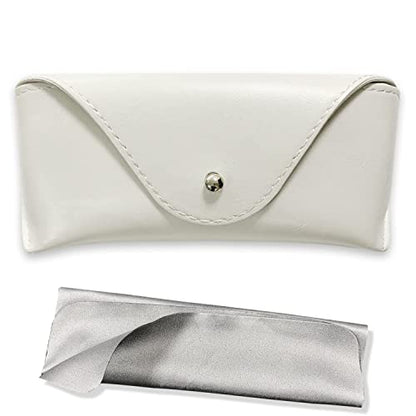 LogHog Portable Leather Glasses Case,Flexible Sunglasses Pouch Slim Case for Women Men Horizontal Eyeglass Case - color: White