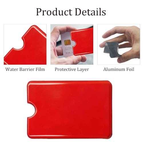 RFID Blocking Sleeves, 20 Pack Credit Card and Passport Protector Sleeves, Secure Anti-Theft Card Holder, Identity Protection for NFC Debit Cards, Travel Wallet & Purse, Red - color: Red