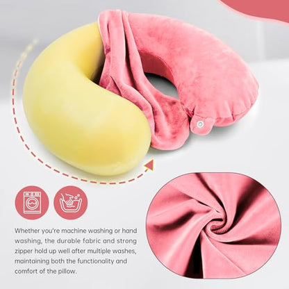 Philbinden 2 Packs Travel Neck Pillow Cover, Reusable U Shaped Washable Cover (Pink) - color: Pink