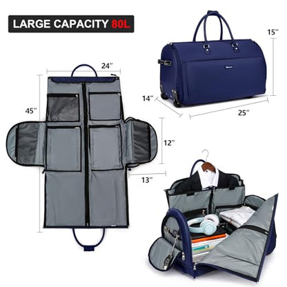 Modoker 3-in-1 Rolling Garment Duffle Bag with Wheels, 25in Blue - color: 25in-Blue