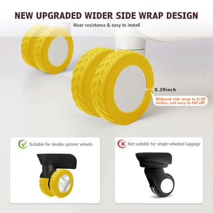 Luggage Wheel Covers, Anti Dust & Scratch, For 2-2.4" wheels - Yellow - color: Yellow