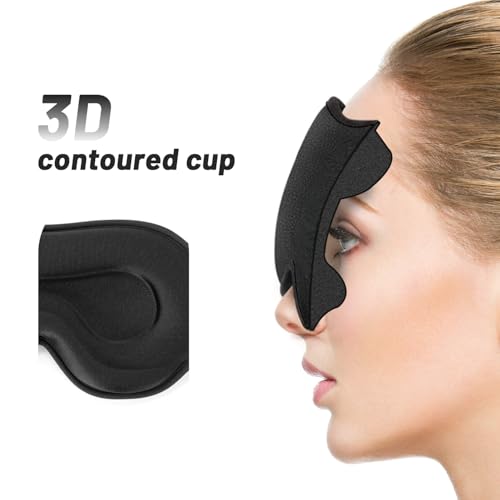 Sleep Mask for Men and Women, 3D Blackout Eye Mask for Side Sleepers, Black - color: Black