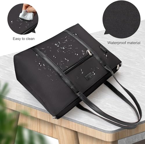 TANTO Laptop Tote Bag for Women 17.3In, Work Bag with USB Port & Wristlet - color: 02-black-2pcs