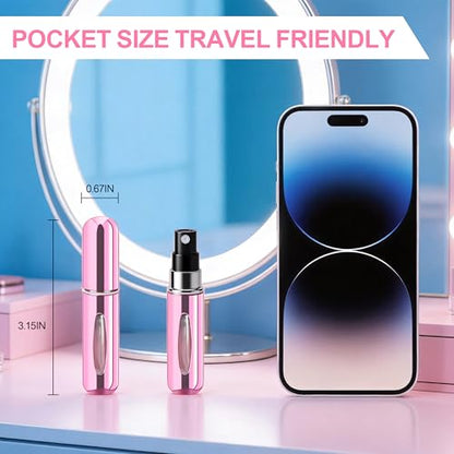 5 Pack Travel Perfume Bottle Refillable with View Window, 5ml Mini Spray Bottles for Perfume, Leak Proof Empty Atomizer Set（Light Blue，Bright Silver,Rose Red,Bright Green,Bright Purple） - color: Light Blue,Bright Silver,Rose Red,Bright Green,Bright Purple
