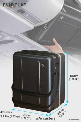 FLIP The Suitcase That Turns Into a Shelf 47L Carry-On Lightweight Polycarbonate Silent Detachable Wheels TSA Lock Front-Open PC Cabin Approved for Business Travel Easy Caster Replacement (Black) - color: Black