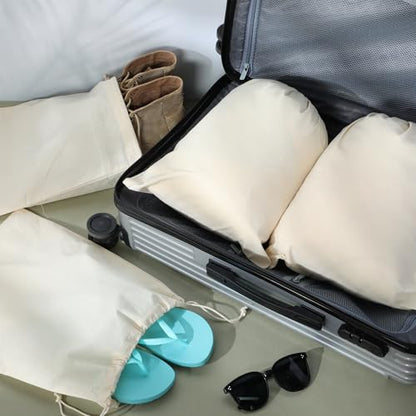 Hillban Shoes Bag for Travel Storage Dust Proof Cotton Drawstring Bag Breathable Pouch for Travel Home Pantry Accessories - size: 12 x 16 Inch