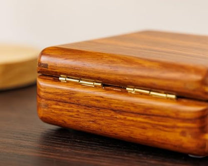 Solid Teak Wood Ring Box, Earring Holder Organizer - color: Brown Velvet, size: Small (5"L*5"W*2"H)