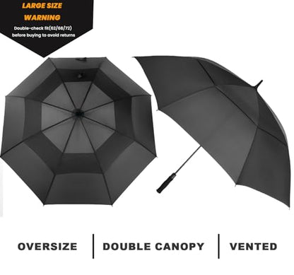 54/62/68/72 Inch Large Golf Umbrella Windproof Auto Open for Rain - color: Black, size: 62 Inch