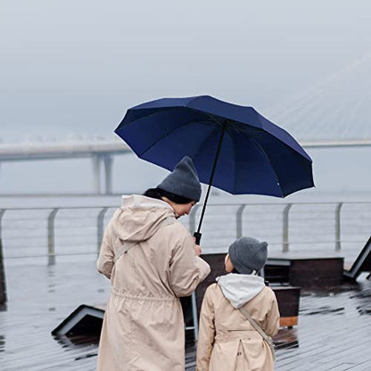 Automatic Windproof Travel Umbrella - Auto Open Close Compact Folding for Rain, Sun Protection Tote With Black Coating for Women Men