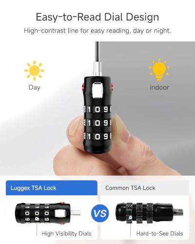 LUGGEX TSA Locks for Luggage, Luggage Locks TSA Approved,Charcoal Black, 4 - color: Charcoal Black