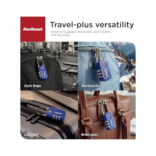 Kwikset TSA Approved Combination Luggage Lock with Cable, 2-Pack, Blue - color: Blue
