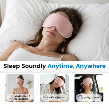 Facemoon Blackout Weighted Eye Masks for Sleep, Airplane Travel Essentials - color: Pink