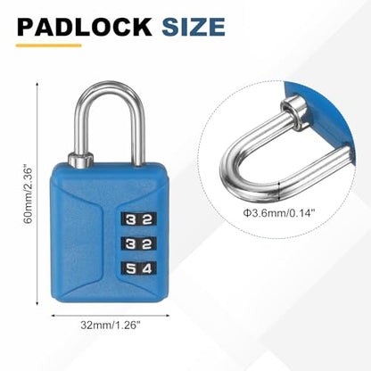 PATIKIL 4.9ft(59.1") Security Steel Cable with 3 Digit Combination Lock, 1 Set Travel Padlock PVC Coated Safety Wire Rope Double Loop for Luggage Suitcase, Clear Blue Blue - color: Clear Blue Blue, size: 4.9ft