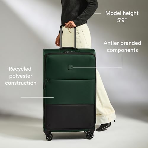 Antler Soft Stripe Large Checked Luggage, Antler Green, 31.9", 105-122L - color: Antler Green, size: Large