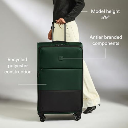 Antler Soft Stripe Large Checked Luggage, Antler Green, 31.9", 105-122L - color: Antler Green, size: Large
