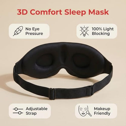 3D Contoured Sleep Mask, Soft Breathable Eye Mask for Sleeping, Light Blocking Blindfold with Adjustable Strap, Comfortable Night Eye Cover for Travel, Nap, Night Shift (1 Black & 1 Pink) - color: 1 Black & 1 Pink