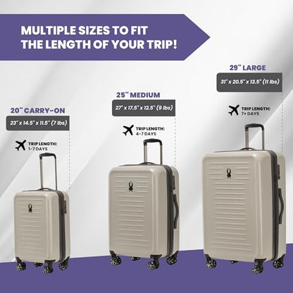 Spyder Rails Expandable Hardside Upright Suitcase with 360° Spinner Wheels, TSA Approved Lock (Oatmeal, Large Checked) - color: Oatmeal, size: Large Checked
