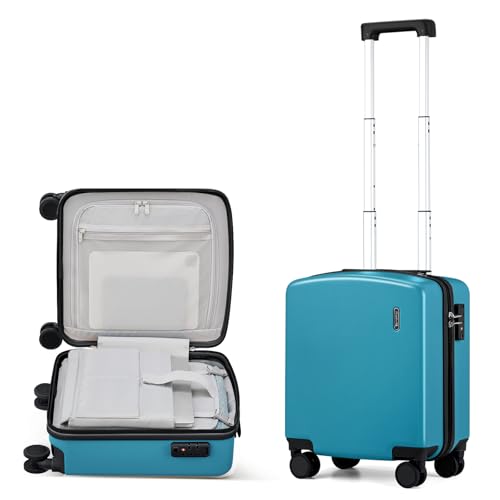 Hanke 16 Inch Underseat Small Carry On Luggage, Hard Shell with TSA Lock - color: Caribbean Blue, size: 16 Inch