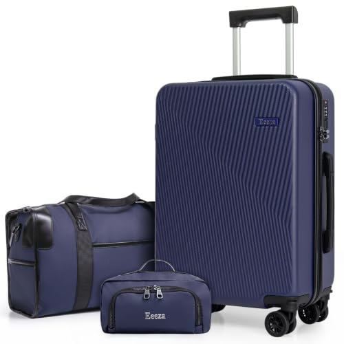 Eeeza Luggage Sets 3 Piece, Carry on Luggage 20in Suitcase Set,Deep Blue - color: PorscheBlue, size: 3 Piece (20")