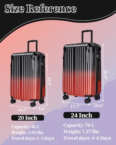 Carry On Luggage 22x14x9 Airline Approved, Suitcases with Wheels - color: Orange, size: S(carry-on-20")