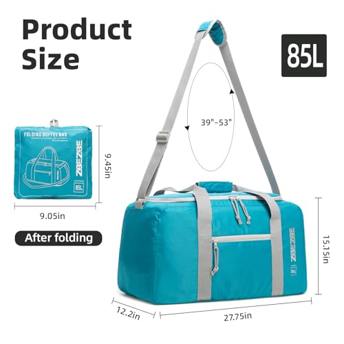 Foldable Travel Bag 85L, Extra Large Duffel for Camping & Trips - color: Light Blue, size: 85L