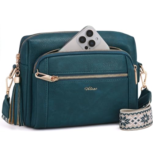 Vegan Leather Crossbody Bags for Women Anti theft Purses and Handbag - color: Turquoise Blue